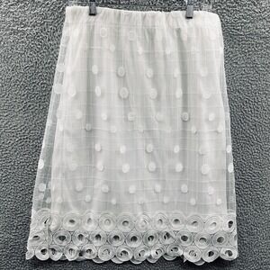 Womens Mesh Polka Dot Skirt M White Coquette Cottage Lace Trim Feminine Romantic